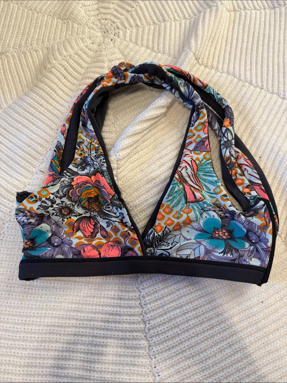 Floral Halter Bikini Top - Multicolor